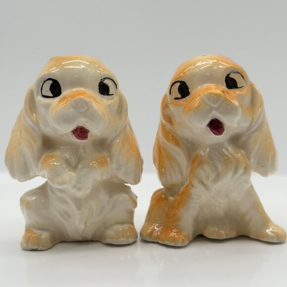 Vintage Anthropomorphic Cocker Spaniel Dog Salt Pepper Shakers Made in Japan - Picture 1 of 8